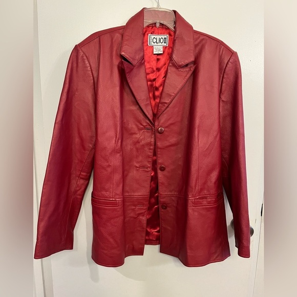 Clio Jackets & Blazers - Clio Women's Red Leather Jacket, size 20
